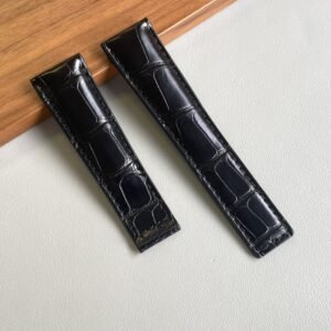 Vero alligatore nero compatibile Tag Heuer Monaco