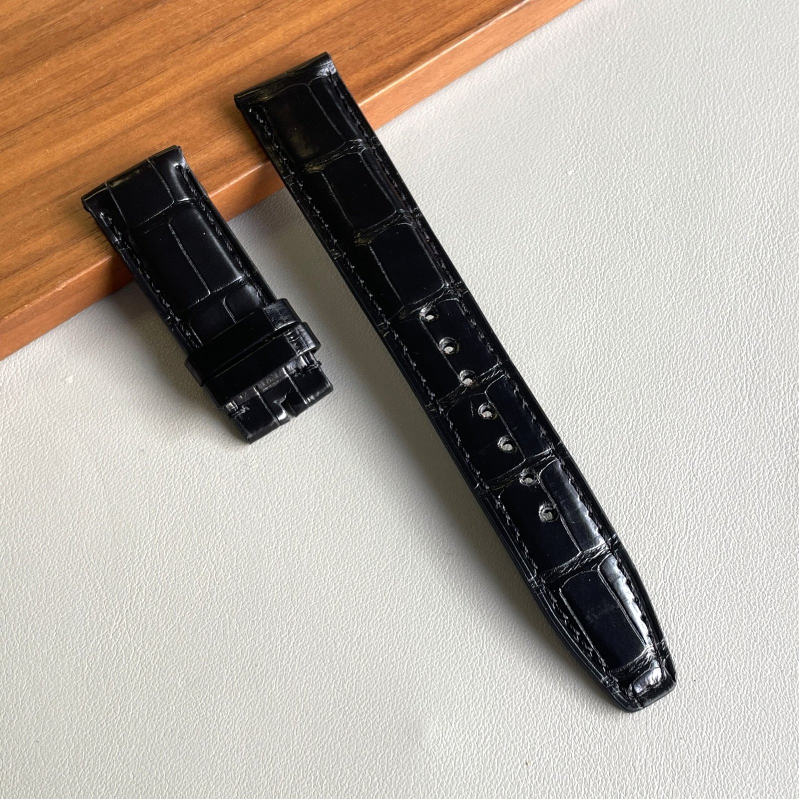 Alligatore nero compatibile IWC deployant