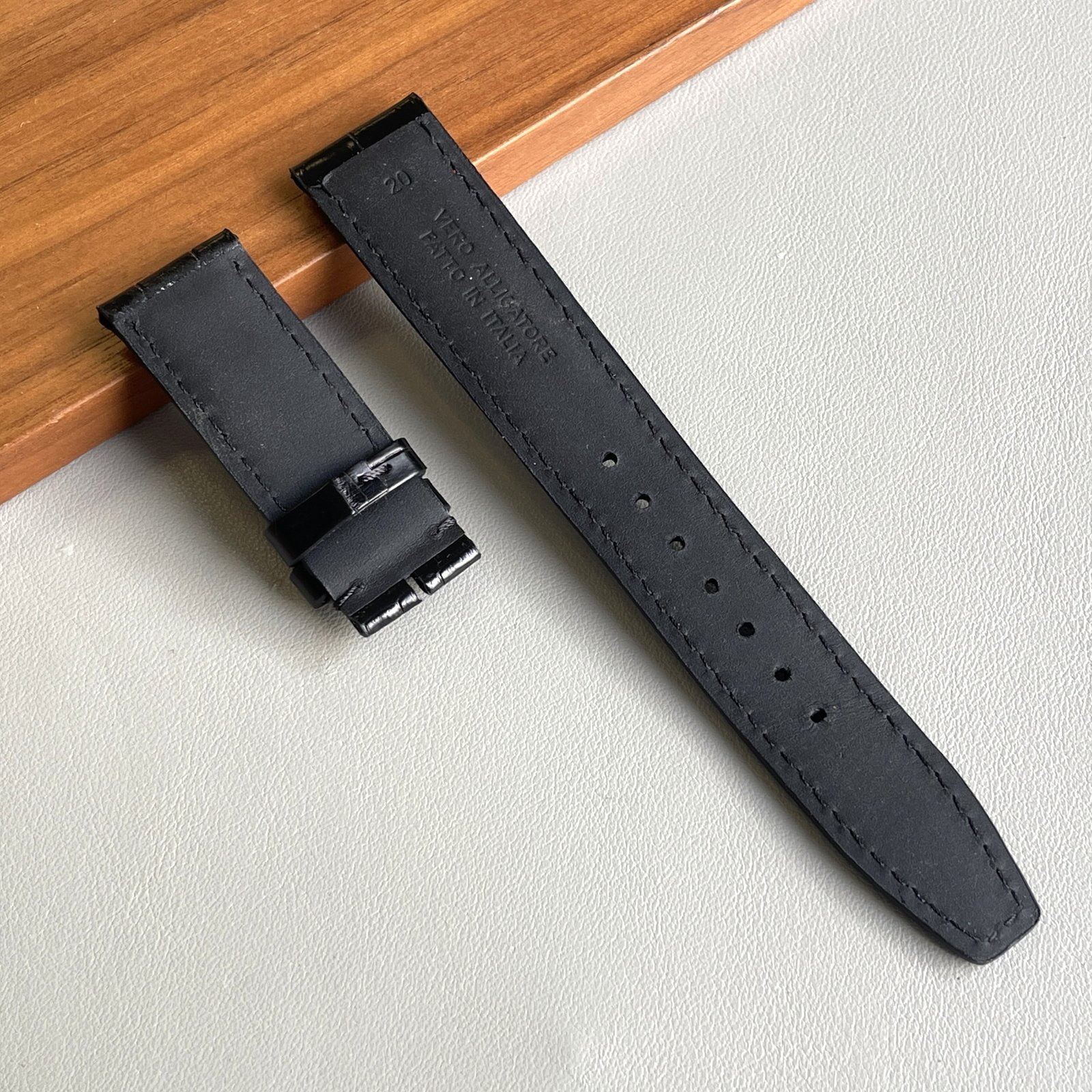 Alligatore nero compatibile IWC deployant - immagine 2